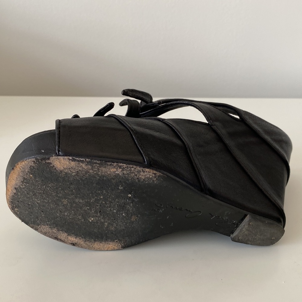 Rick Owens Spring 2011 leather knotted wedge mules sandals size 36 - Picture 15 of 17